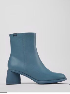 Camper Kiara Blue Gray Leather Mid-Heel Ankle Boots